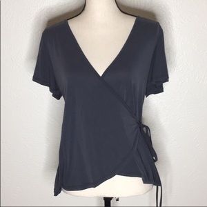 Lavender Field Gray Medium Wrap Blouse